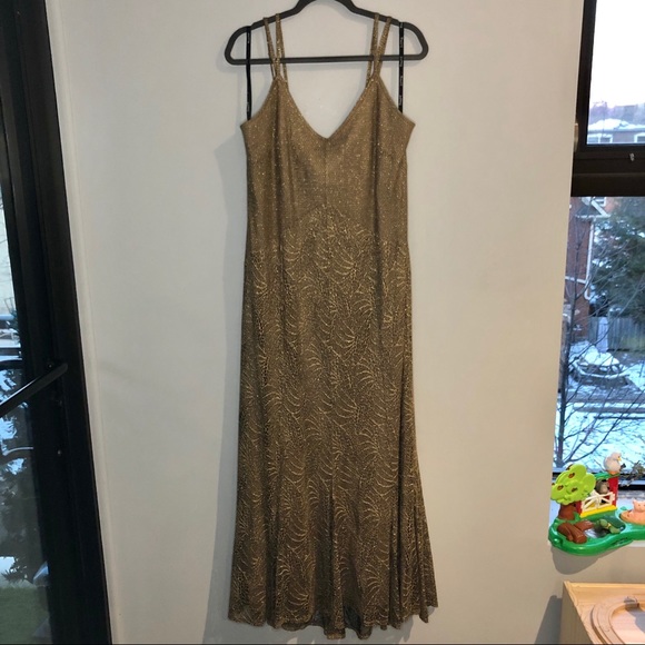 Joesph Ribkoff Gold Metallic Long Lace Dress - Picture 2 of 13